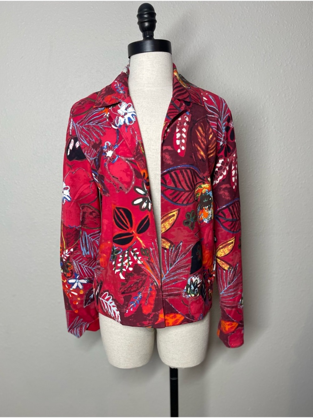 Chicos Floral Print Red Women's Jacket